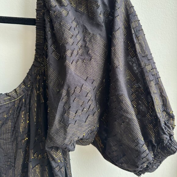 Maxi Dress NWT Roller Rabbit Puff Sleeves - Size S Blk - Picture 4 of 9